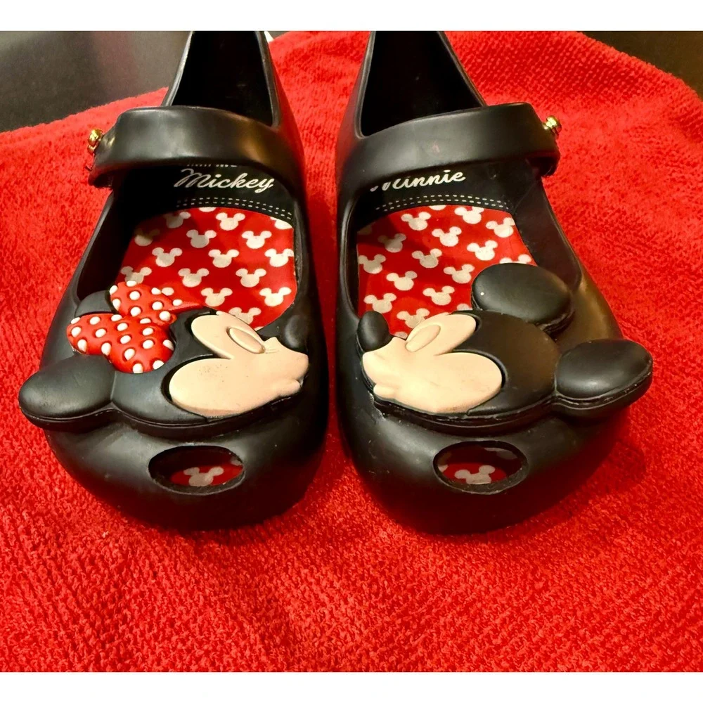Mini Melissa Mickey Minnie Mary Jane Kids Size 7 Black Disney Jelly Shoes Play